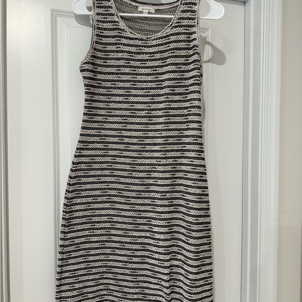 Max Studio Black and White Striped Midi Dress